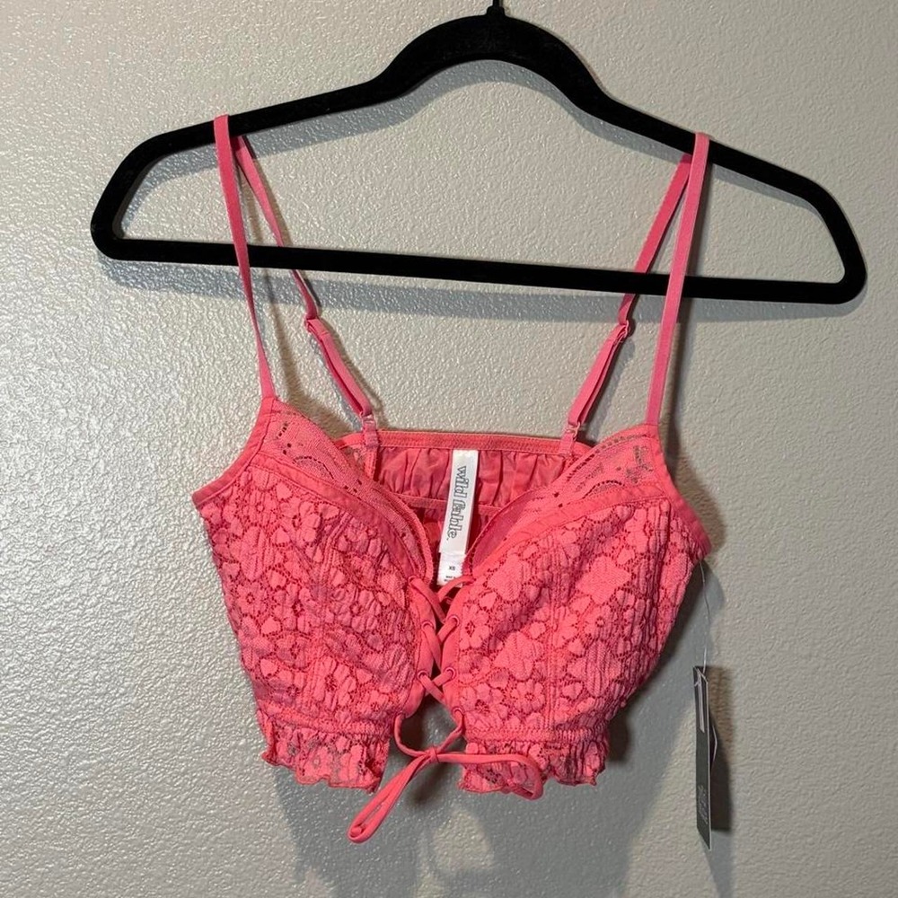 Wild Fable pink lace bralette with floral pattern